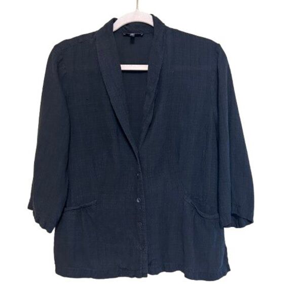 Eileen Fisher Textured Viscose Linen Jacket Womens Petite Large PL 3/4 Sleeve - Picture 1 of 6